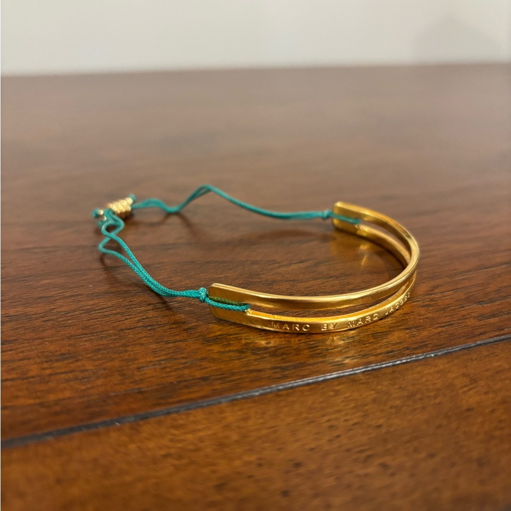 Marc By Marc Jacobs Gold Bracelet with Turquoise Cord
